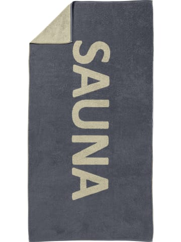 Jacquard Saunatuch in grau-beige