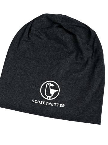 Beanie mit Print Möwe in anthra/white