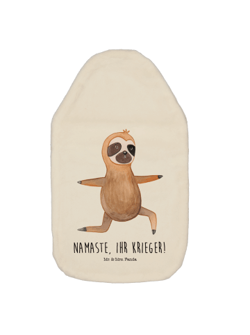 Wärmflasche Faultier Yoga mit Spruch in Weiß