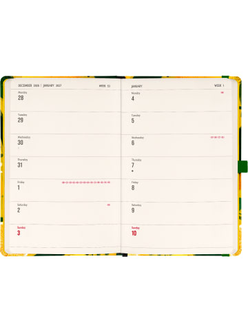 Planbook Notizbuch 2027 mit elastischem Verschluss in Zitronen - 13 x 21 cm