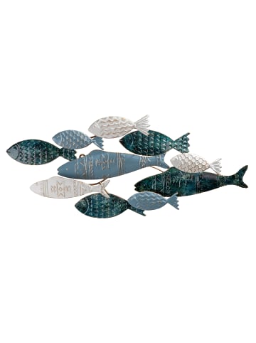 Wandrelief Pesca dunkelblau, hellblau, weiß - (H) 30cm