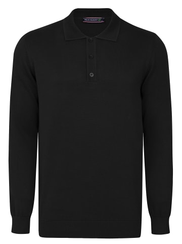 Polo Kragen Langarm Pullover in Schwarz