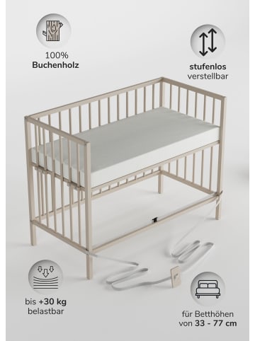 Beistellbett mit Matratze Cloud Air, Rollen & Umbauseite - sahara dust - Dreamy