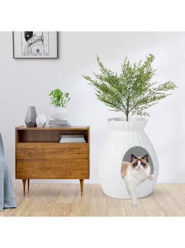 Katzentoilette mit elektronischer Geruchsentfernung in Weiß