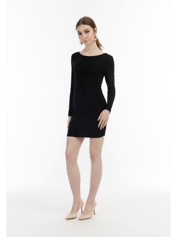 Damen Strick Langarmkleid Mini in Schwarz