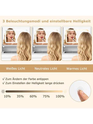 Schminktisch Set mit Steckdosen & LED in Weiß