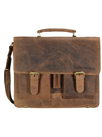 Vintage Aktentasche Leder 40 cm Laptopfach braun