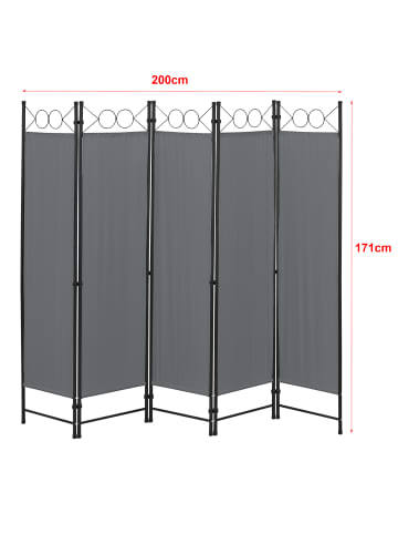 Raumteiler Saragossa 5-teilig in Grau (H)171cm (B)200cm