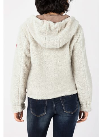 Jacke Teddyfell Kapuze Wendbar Retro-Look in Braun