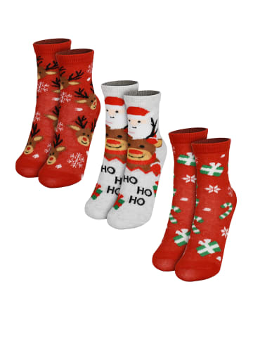 3er Pack Rentier Santa Socken Weihnachtssocken Winter Sneaker in Mehrfarbig