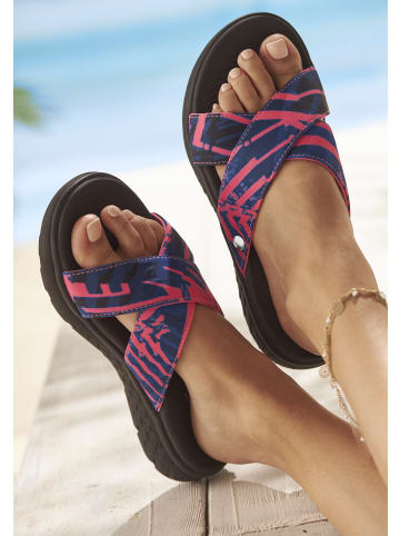 Badepantolette in pink / schwarz