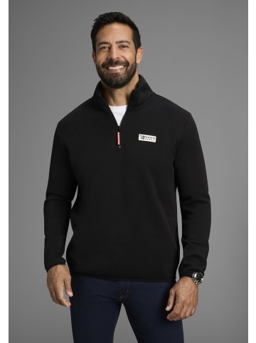 Fleecepullover in schwarz meliert