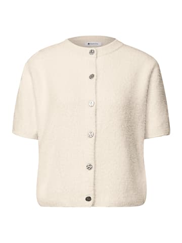 Kurzarm Cardigan mit Rundhals und Knöpfen in Pure Beige