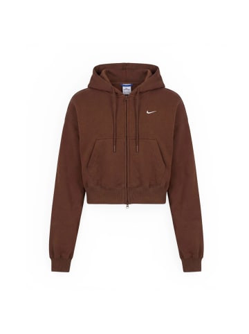 Studio Fleece Oversize Cropped Kapuzenjacke in braun
