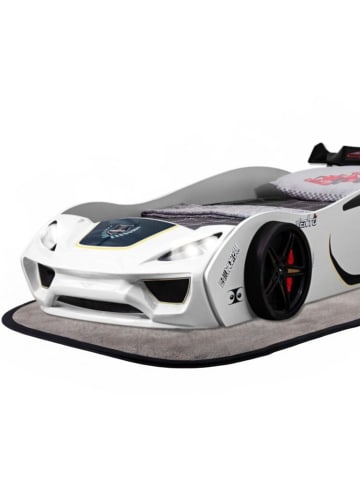 Autobett VENTO im Rennwagen-Design mit Lattenrost in Weiß