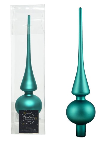Christbaumspitze Glas 26cm Glänzend Matt in Petrol Matt
