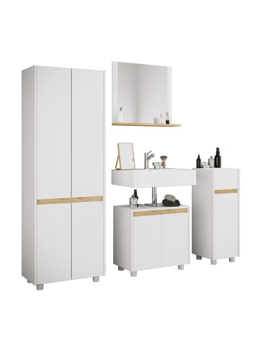4-tlg. Badmöbel Set Komplett Badschrank Cosila  L in Weiß