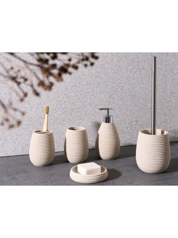 5-tlg Badezimmer-Zubehör QUILA in Beige