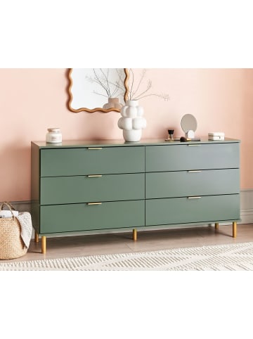 Kommode WALPOLE in Grün/Gold - (W) 158 x (H) 76 x (L) 40 cm