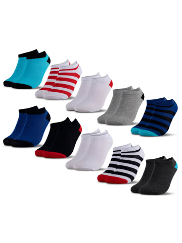 10er Pack Sneaker Socken Mikl in Blau-Rot