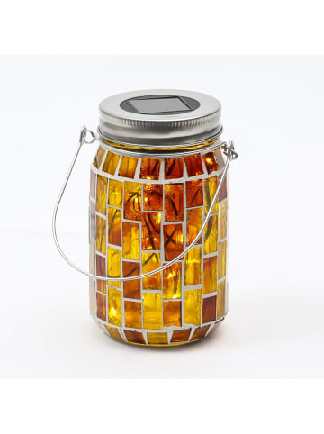 LED Solar Glas Windlicht Mosaik H: 13,5cm in gelb