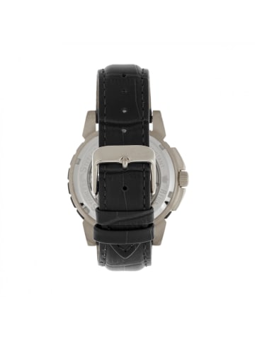 Philippe Automatikuhr mit Skelettgehäuse und Lederarmband in Black/White