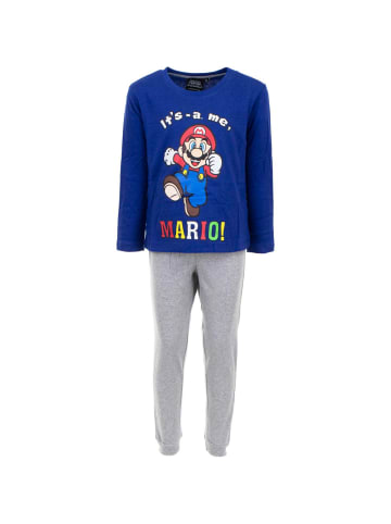 Super Mario Schlafset Pyjama Weicher Kinderschlafanzug aus Baumwolle in Blau