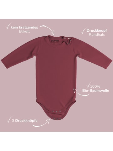 Baby Body aus 100% Bio-Baumwolle Druckknopf langarm nicht gerippt Raspberry
