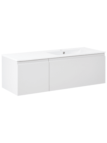 2-tlg Badezimmerschrank mit Waschbecken COROICO in Grau/Weiß