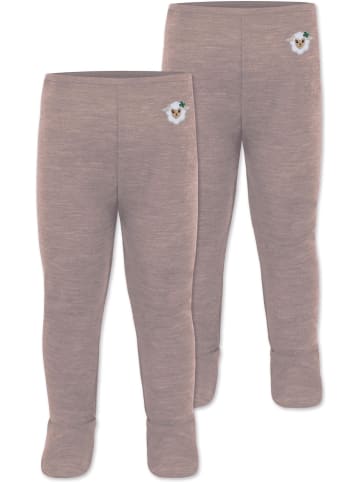 2er Pack Baby Merino Hose mit Füßen in Rosa