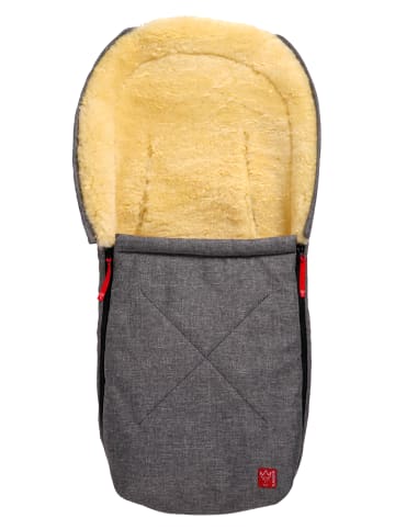 Lammfell-Babyschalenfußsack Emma anthracite melange