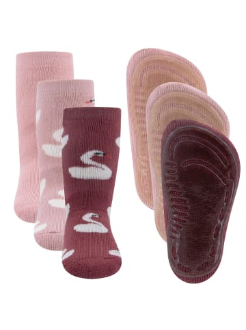 3er-Set Stoppersocken ABS 3er Pack Schwan in marone
