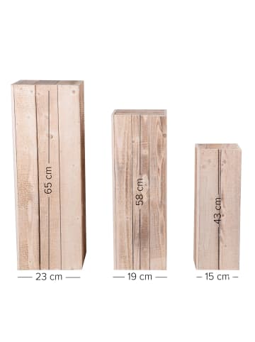 3er Set Holzsäulen in Weiß