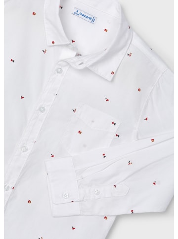 Langarmhemd dezenter Allover-Print in weiss