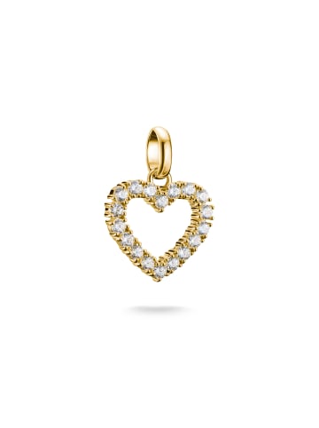 Charm-Anhänger Herz Mit Weißen Steinen Connect in gold, weiß