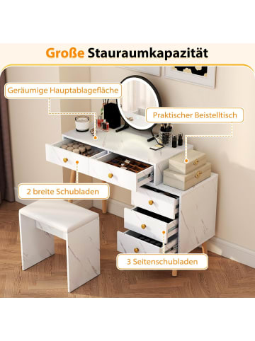 Schminktisch mit LED Spiegel in Weiß