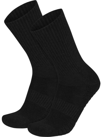 4 Trekkingwandersocken mit Polstersohle und Komfortbund in Schwarz