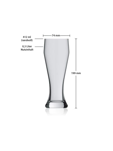 6er Set Weizenbiergläser Ranft in Transparent 0,3 l