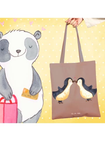 Tragetasche Pinguin Liebe ohne Spruch in Braun Pastell