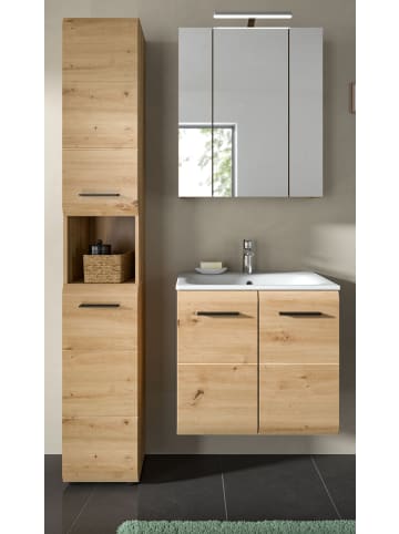 Badmöbel-Set 3-teilig Eiche Artisan, 105 cm Komplett-Set mit Waschbecken