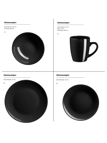 Kombiservice, Steinzeug METALLIC RIM in Schwarz
