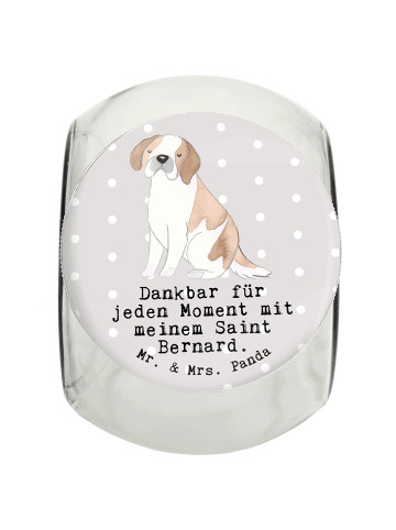 Leckerli Glas Saint Bernard Moment mit Spruch in Grau Pastell