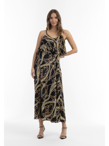 Damen Maxikleid Mit Allover-Print in Schwarz