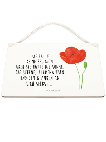 Schild Blume Mohnblume mit Spruch in Weiß