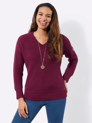 V-Ausschnitt-Pullover in bordeaux