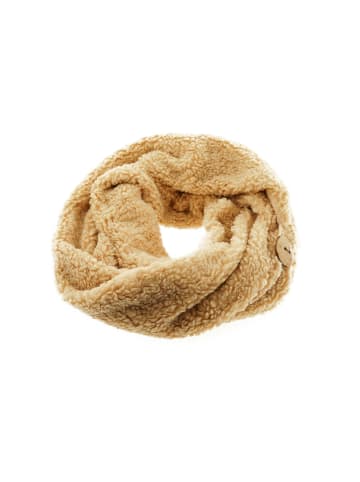 Kuscheliger Modeschal mit Knopf, Wickelschal 30x190 cm für kalte Tage in Beige