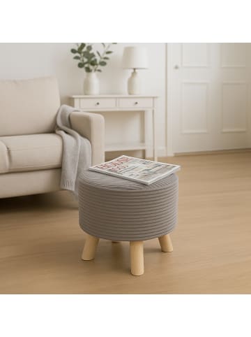 Hocker in Hellgrau/ Natur - (H)30 x Ø 30 cm