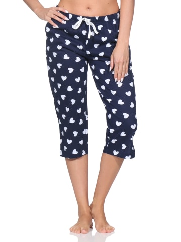 Damen Pyjama Capri-Hose kurz Mix & Match in marine