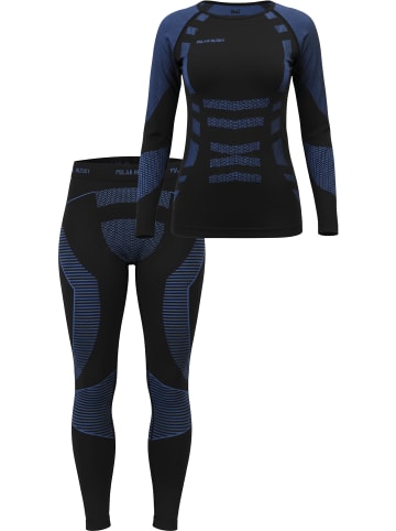 Damen Sport-Funktionsunterwäsche Set Hemd + Hose in Blau/Schwarz