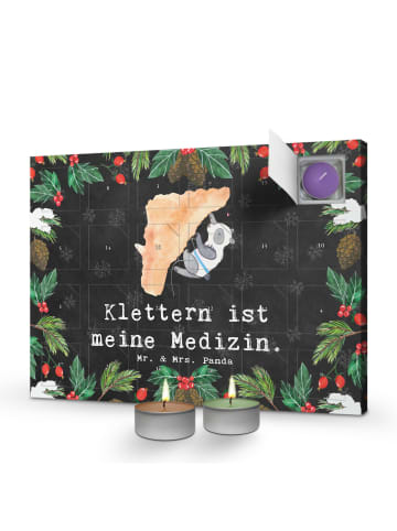 Adventskalender Panda Klettern mit Spruch in Kreidetafel